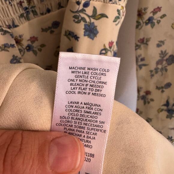 Sweet Baby Jamie Floral Smocked Dress Cream Square Neck Zip Long Sleeve Sz XL - Picture 10 of 11